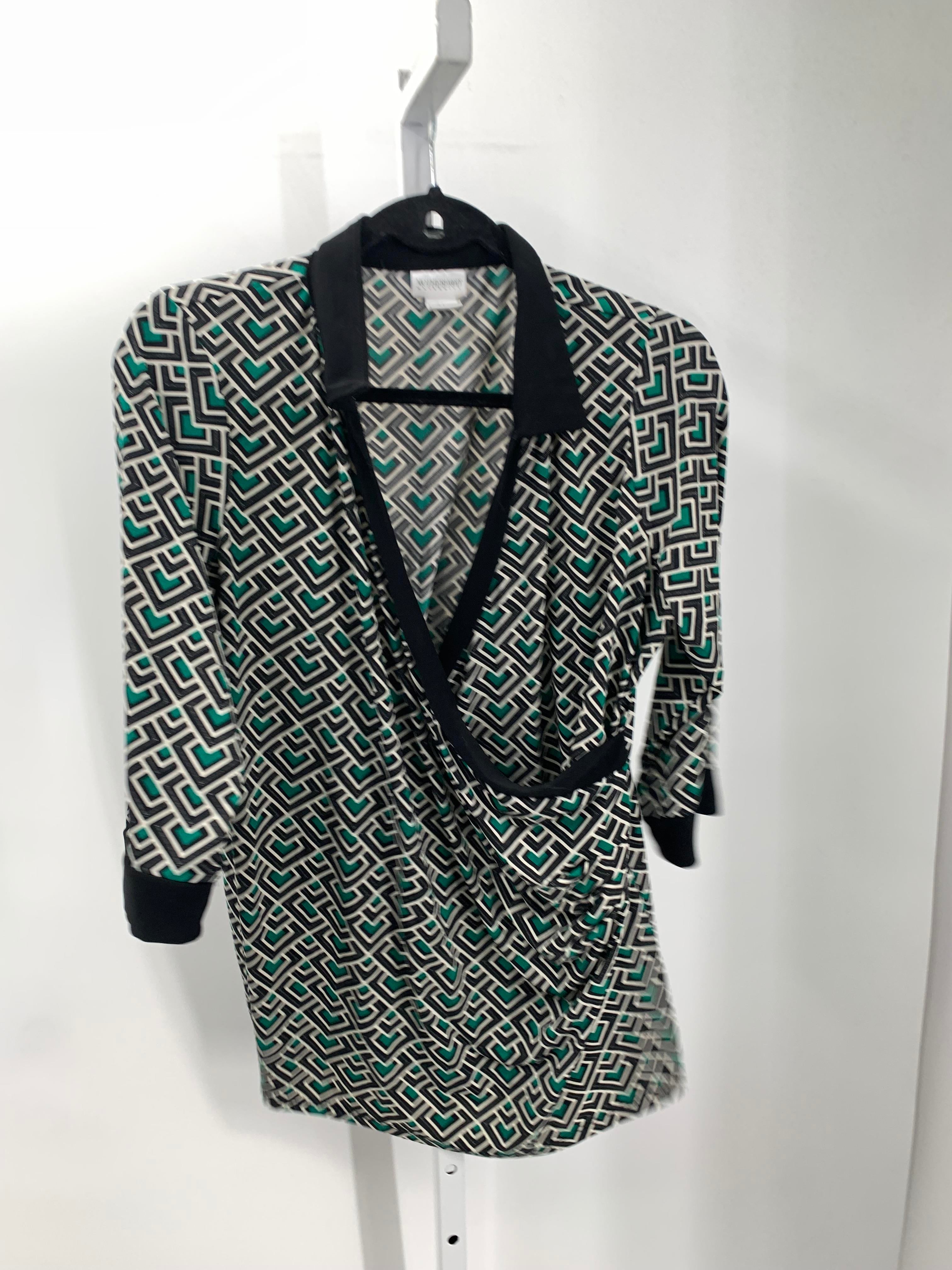 Motherhood Blk/Wht Size Large Maternity 3/4 Sleeve Shirt