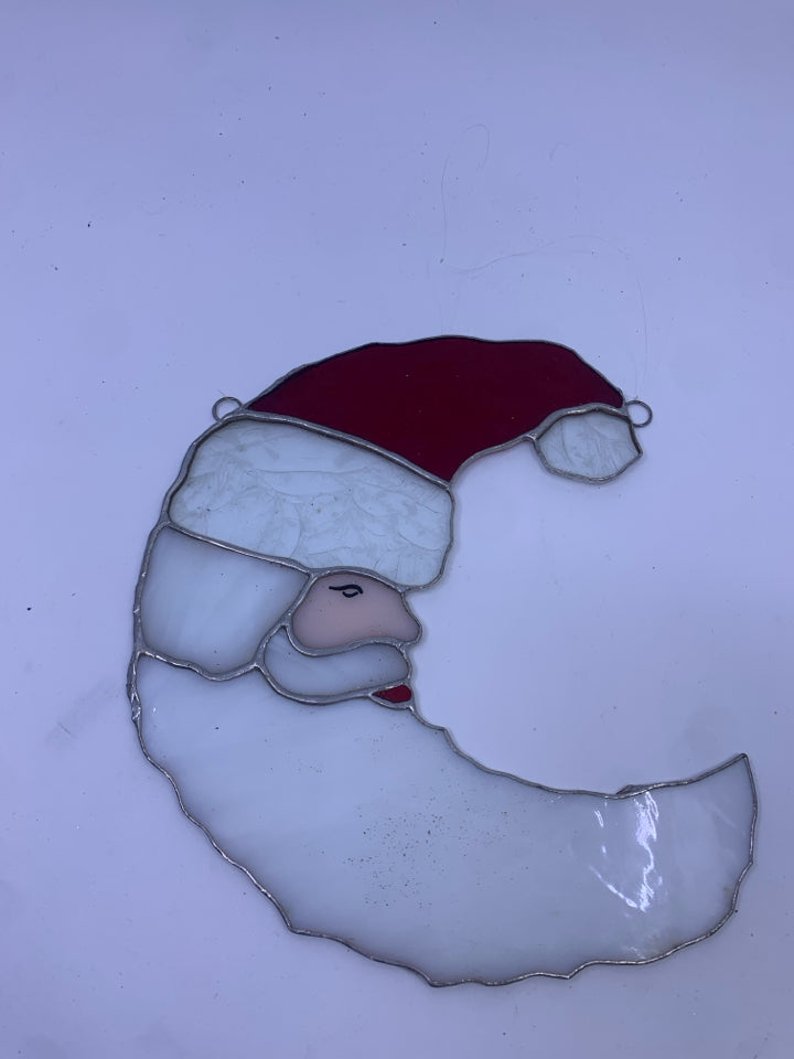 SANTA STAINED GLASS MOON SHAPE.
