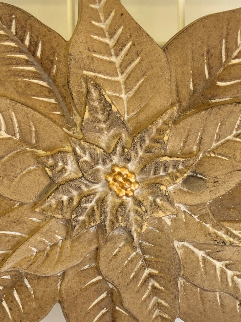 WOOD POINSETTIA WALL HANGING.
