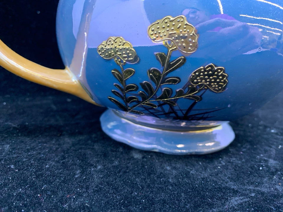 VTG TEAPOT PURPLE AND ORANGE W CRANE TEAPOT.