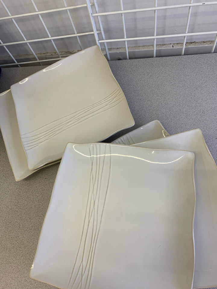 5 WHITE PIER 1 WAVY EDGE PLATES.