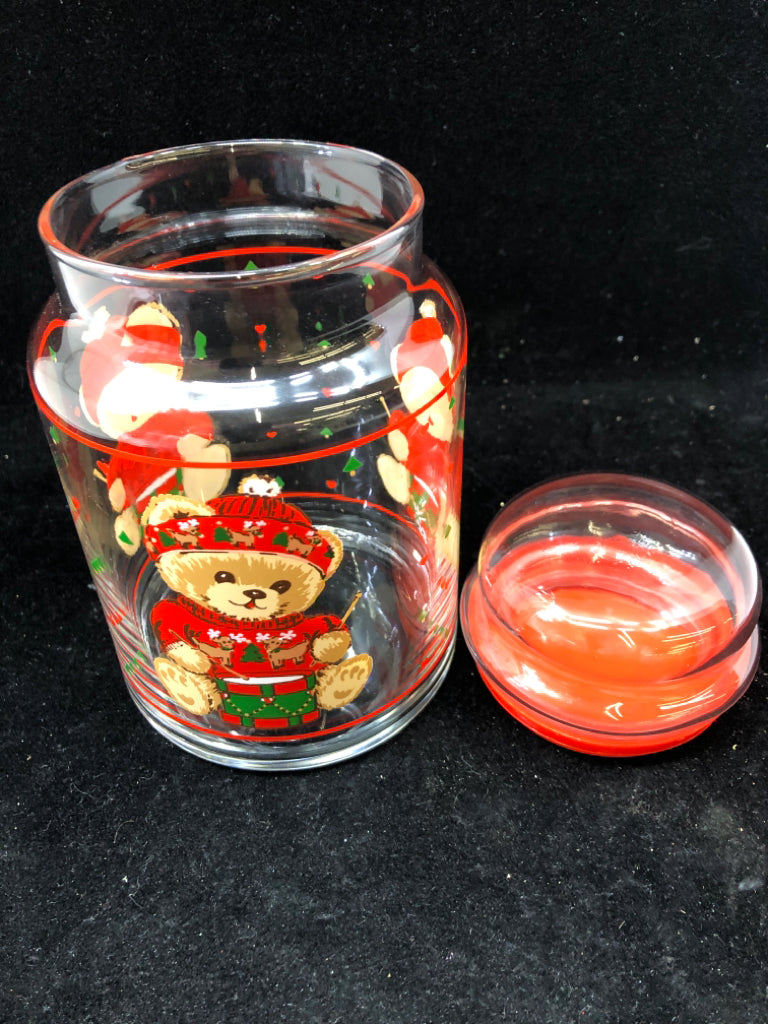 HOLIDAY BEAR CANISTER W/ LID.