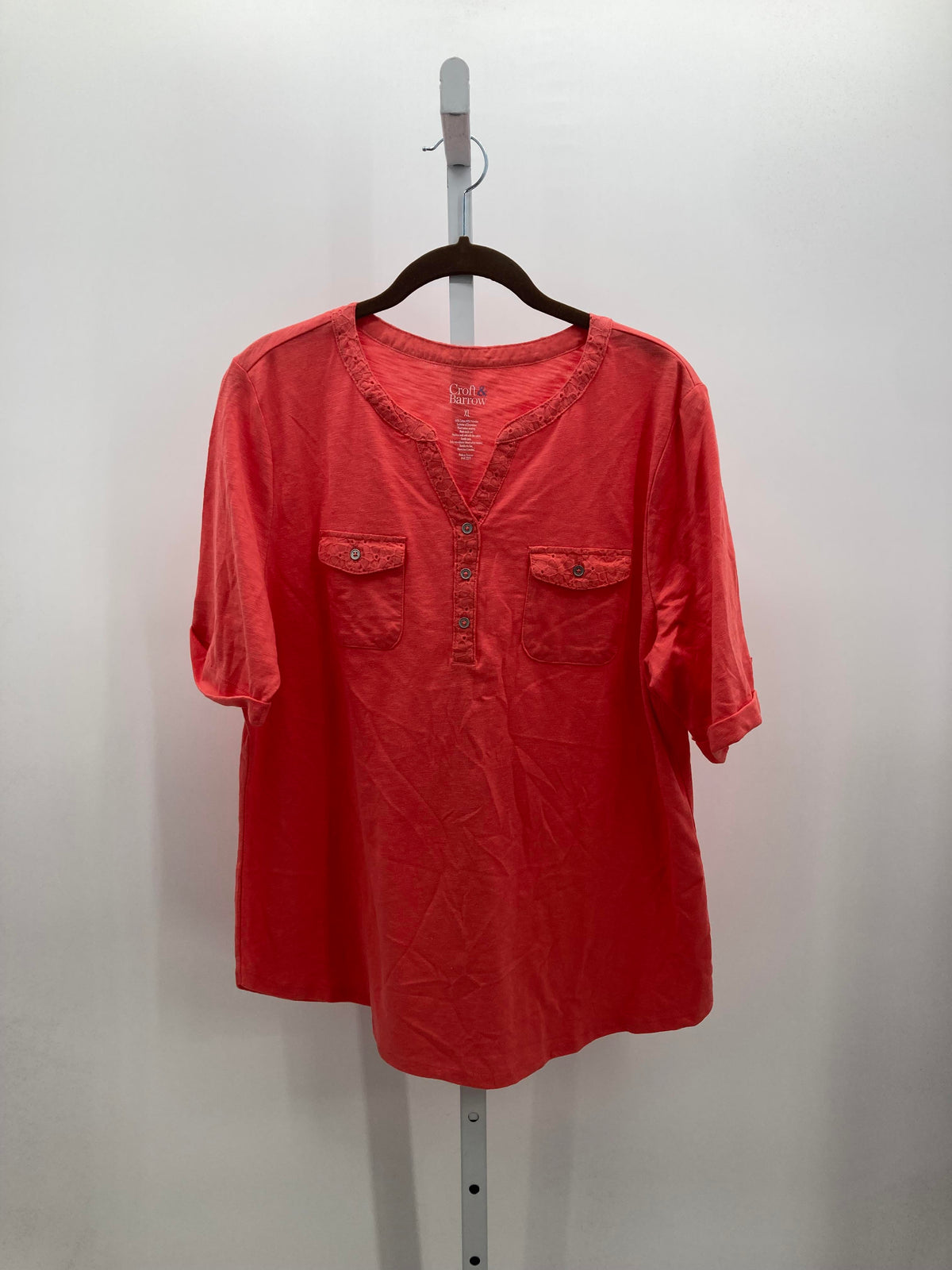 Croft & Barrow Size Extra Large Misses Short Sleeve Shirt