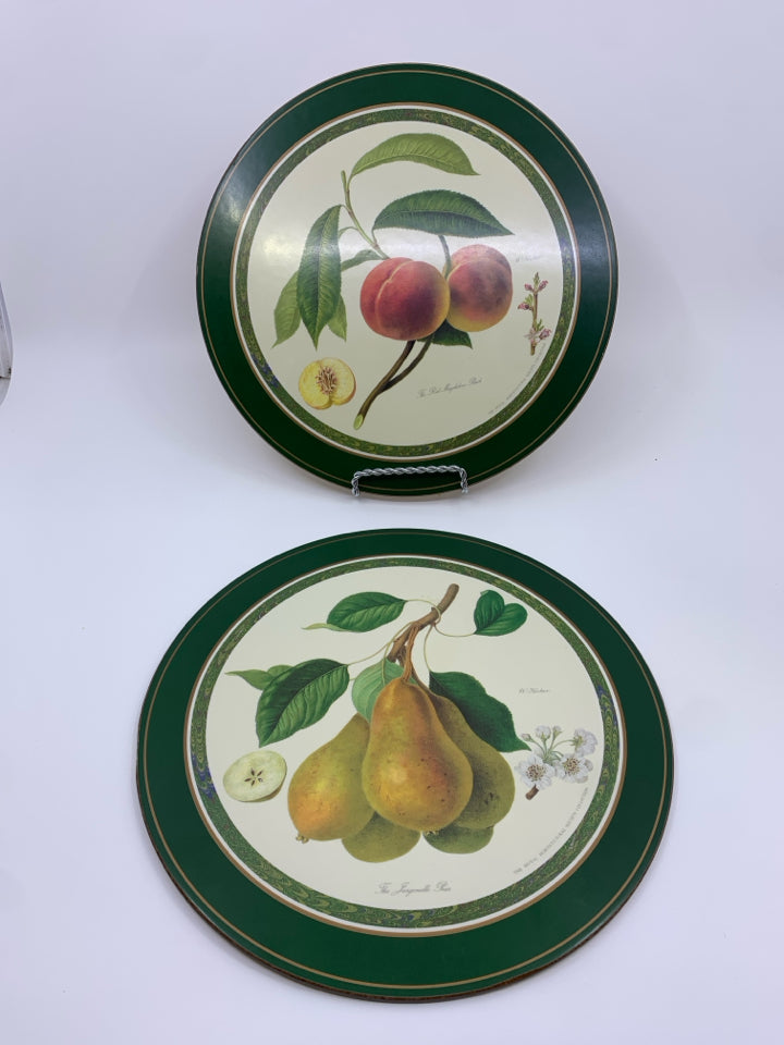 6 VTG ROUND FRUIT COASTERS.