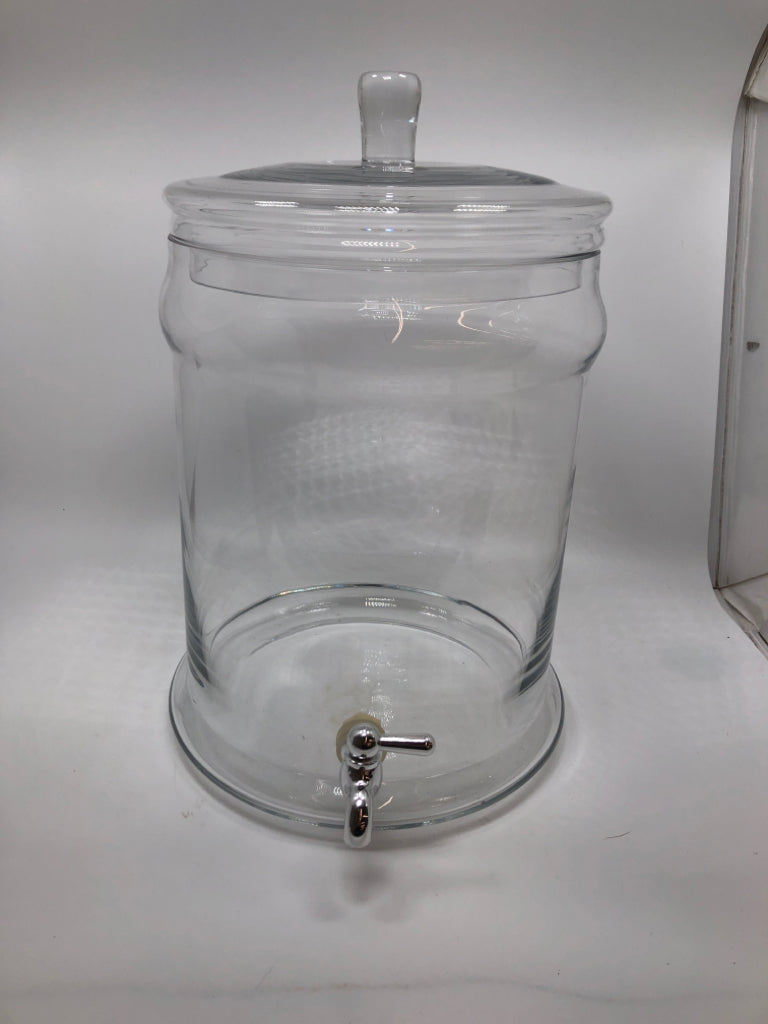 GLASS DRINK DISPENSER W/LID.