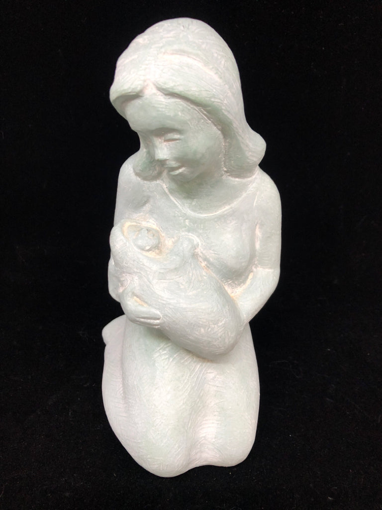 ISABEL BLOOM MOM & BABY BLUE CONCRETE FIGURINE.