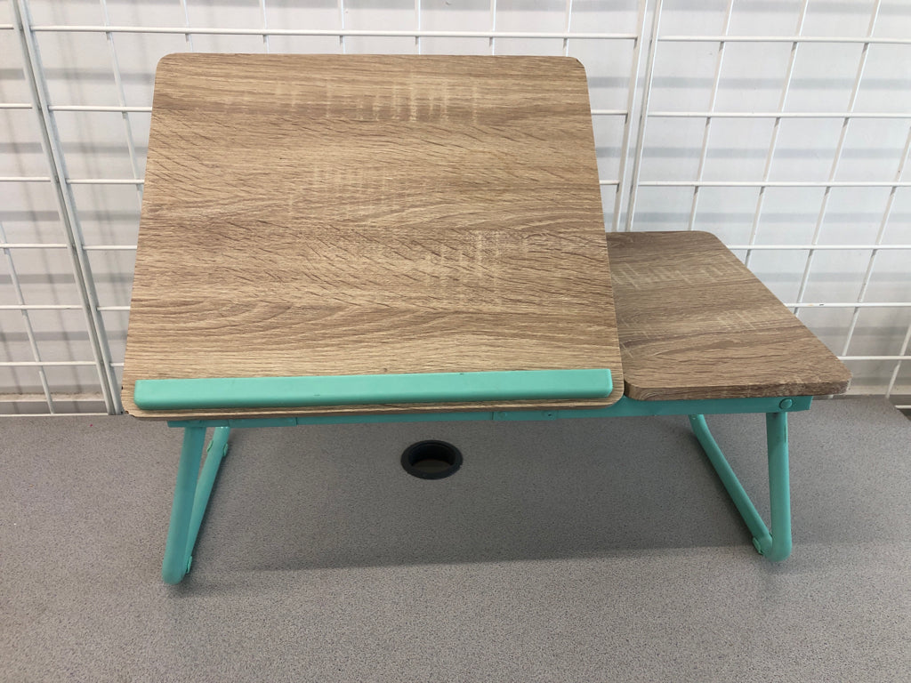 ADJUSTABLE TEAL BASE LAP DESK.