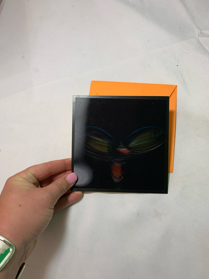 HALLOWEEN GREETING CARD-BLACK CAT FACE 3D
