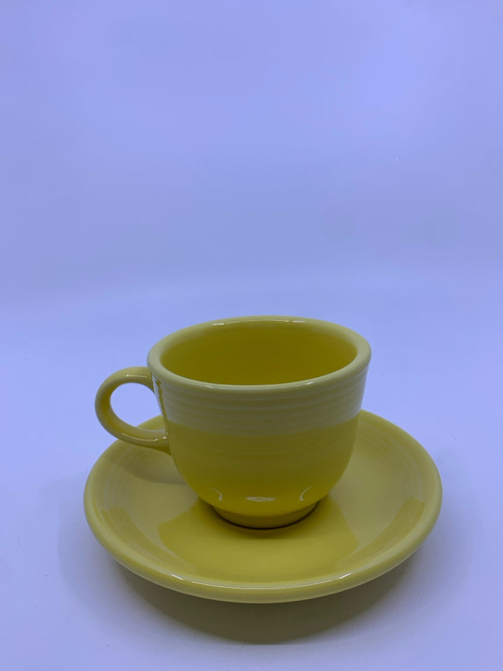 YELLOW FIESTA WARE CUP AND SAUCER.