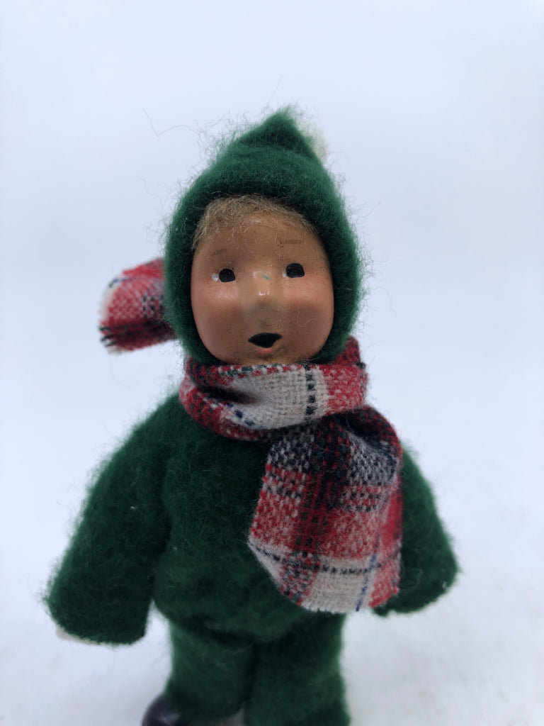 BOY IN GREEN SUIT W/ RED PLAID SCARF BYERS' CHOICE.