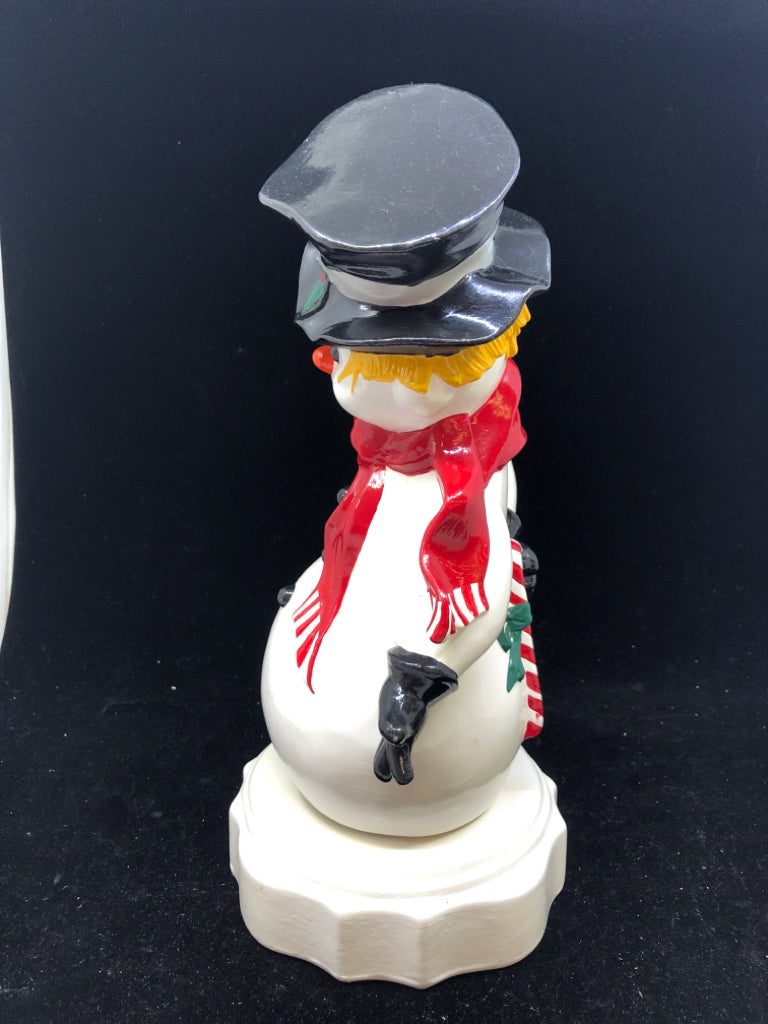 CERAMIC MUSICAL SNOWMAN.