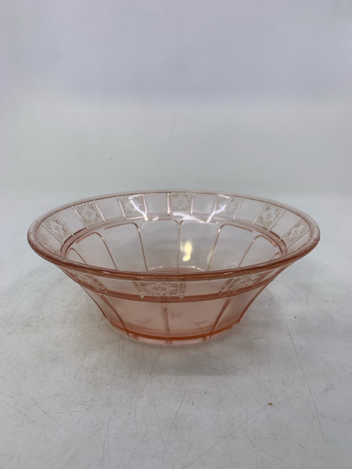 VTG PINK PRESSED GLASS BOWL.