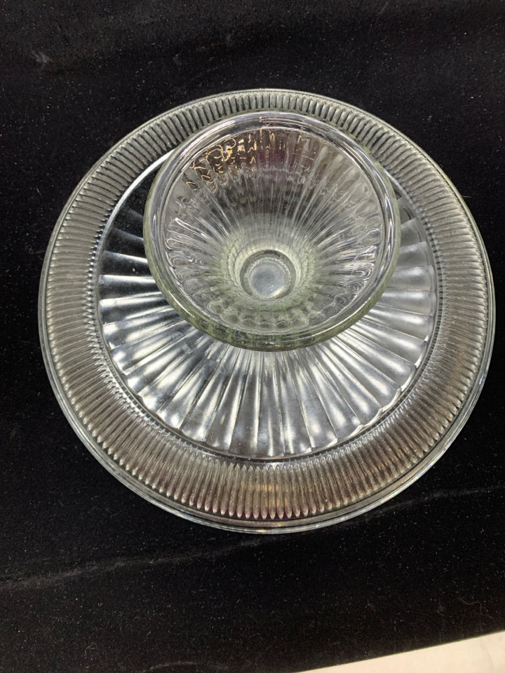 CLEAR GLASS PEDESTAL CAKE PLATE W/DOME.