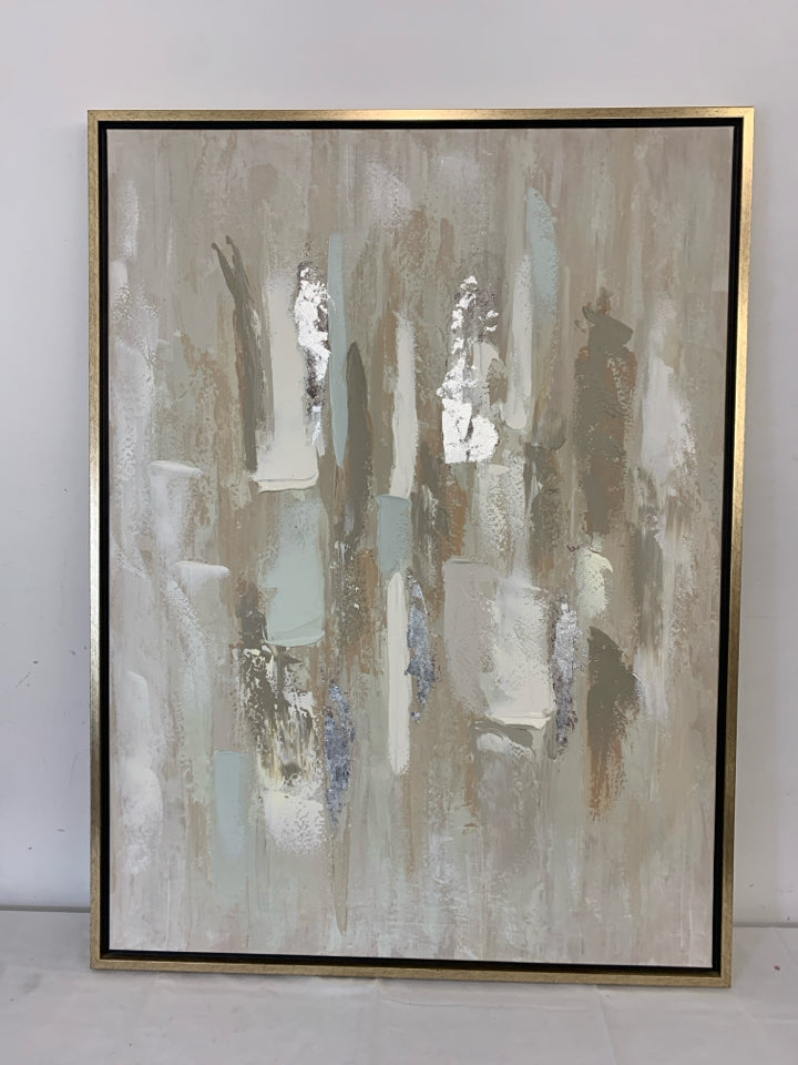 SILVER FRAMED ABSTRACT LARGE ART.