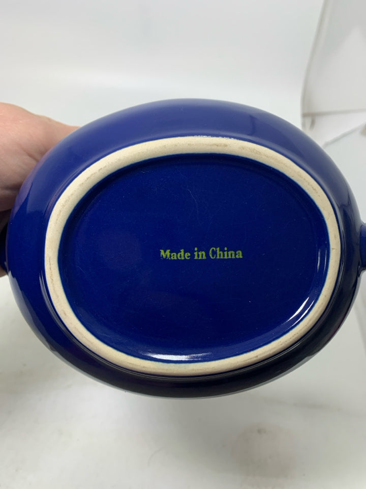 ELECTRIC BLUE CERAMIC GRAVY BOAT.
