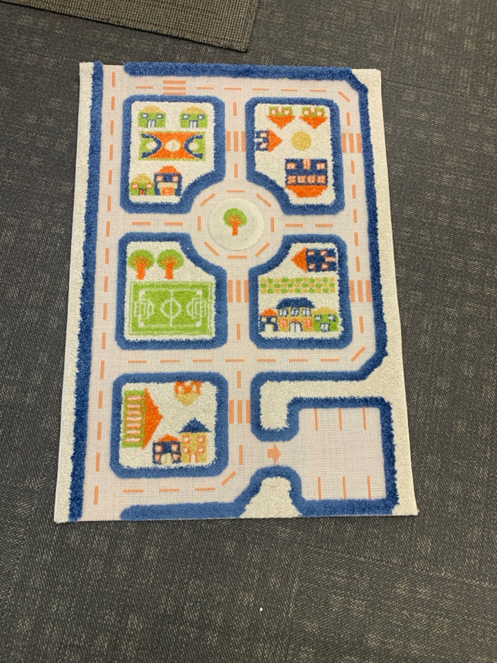 3D PLAY CARPET TRAFFIC BLUE RUG.