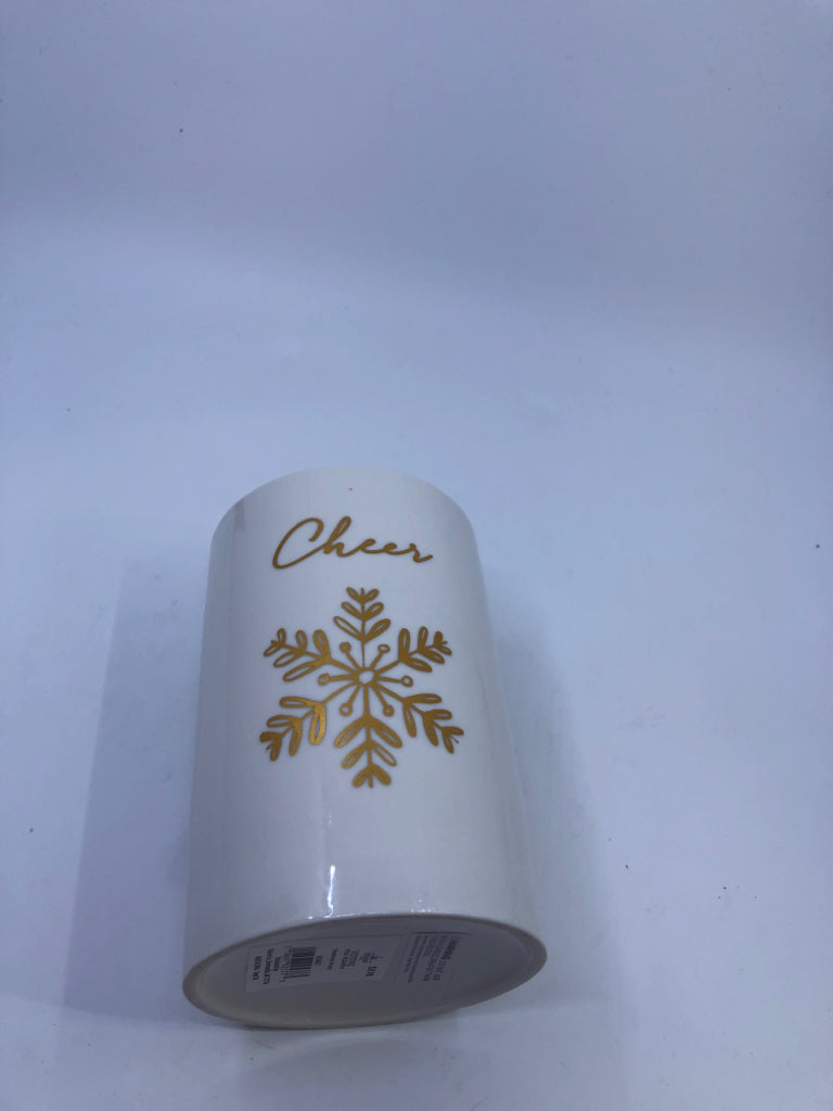 WHITE CHEER SNOWFLAKE CANDLE HOLDER.