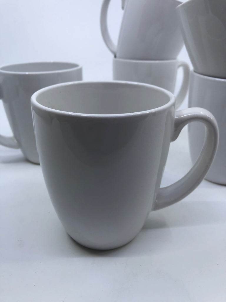 6PC WHITE CORELLE MUGS.