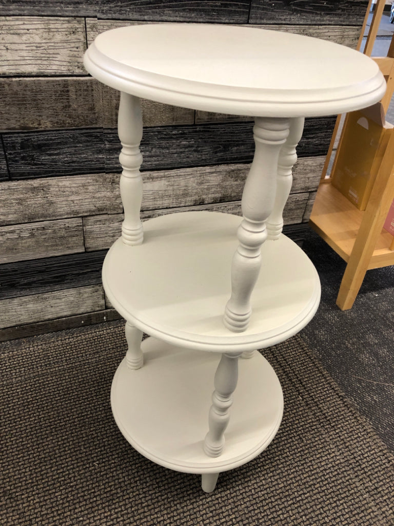 3 TIER CREAM PAINTED PLANT STAND.