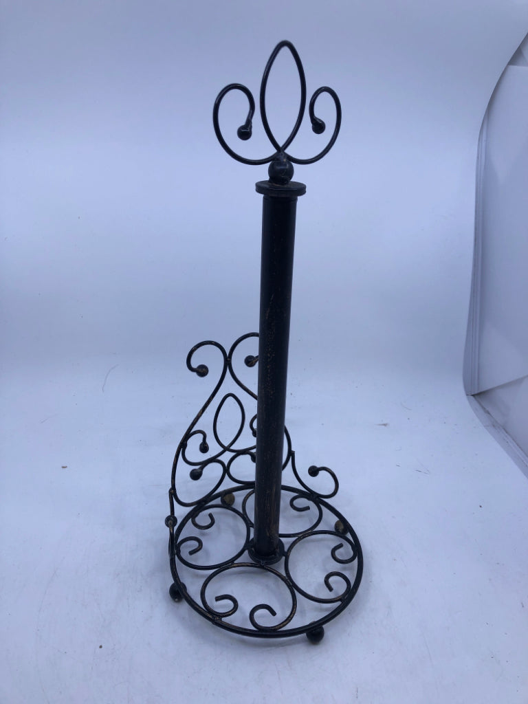 BLACK SCROLL PAPER TOWEL HOLDER.