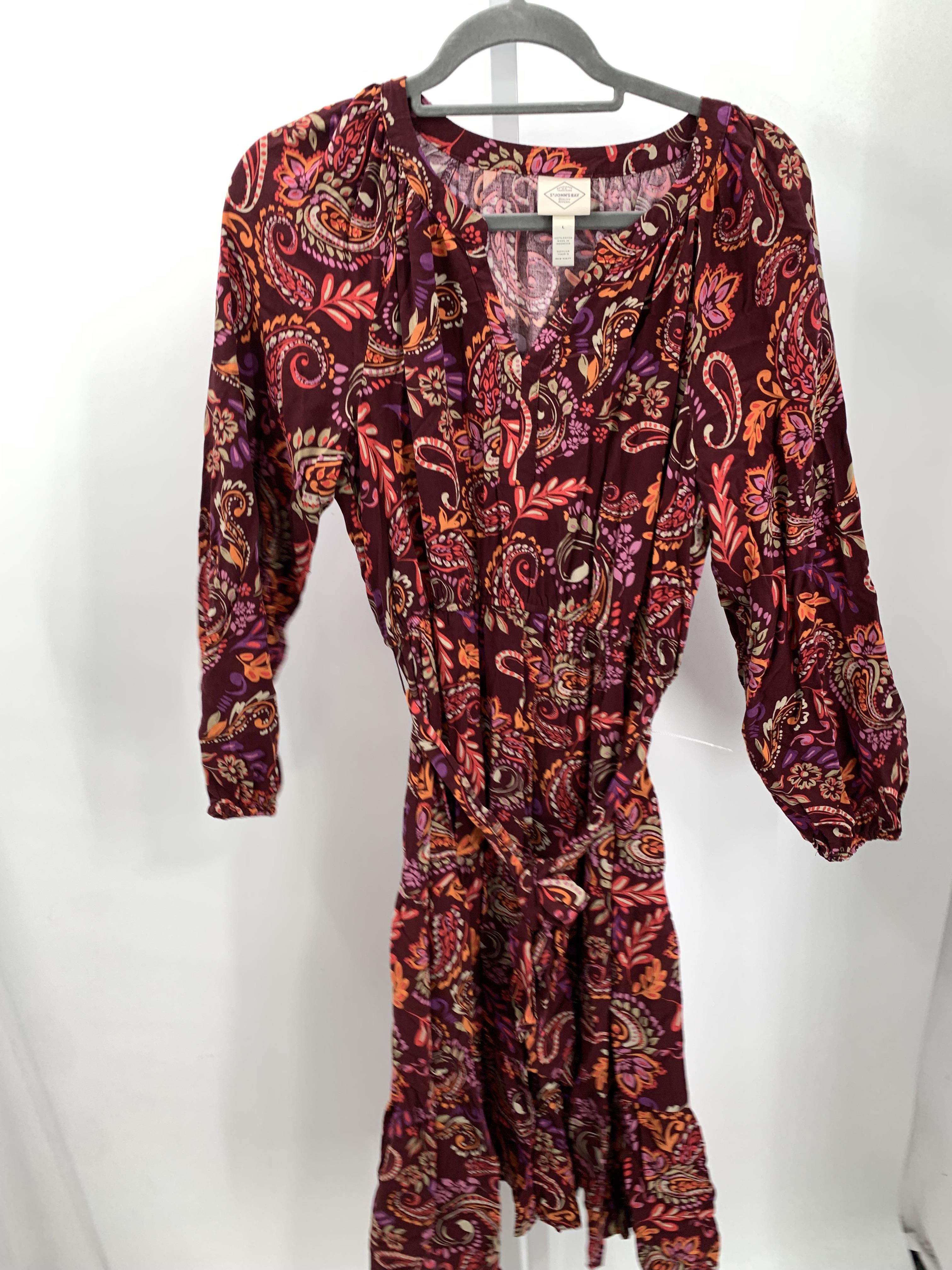 St. Johns Bay Size Large Misses Long Sleeve Dress
