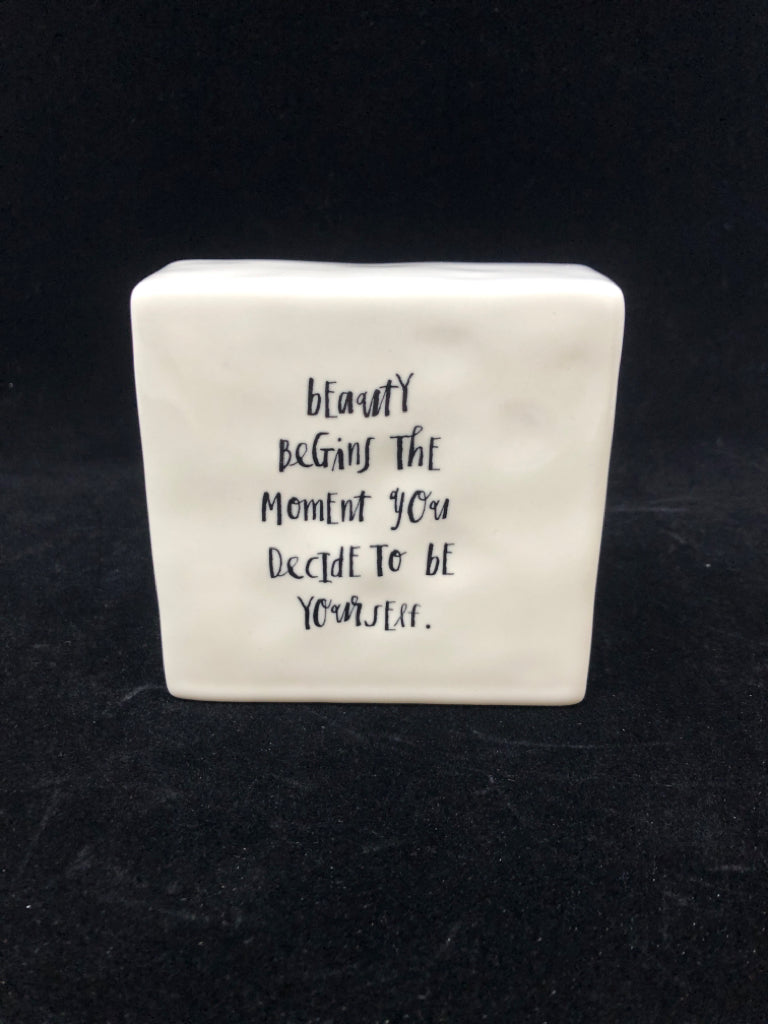 RAE DUNN CERAMIC BLOCK BEAUTY BEGINS.