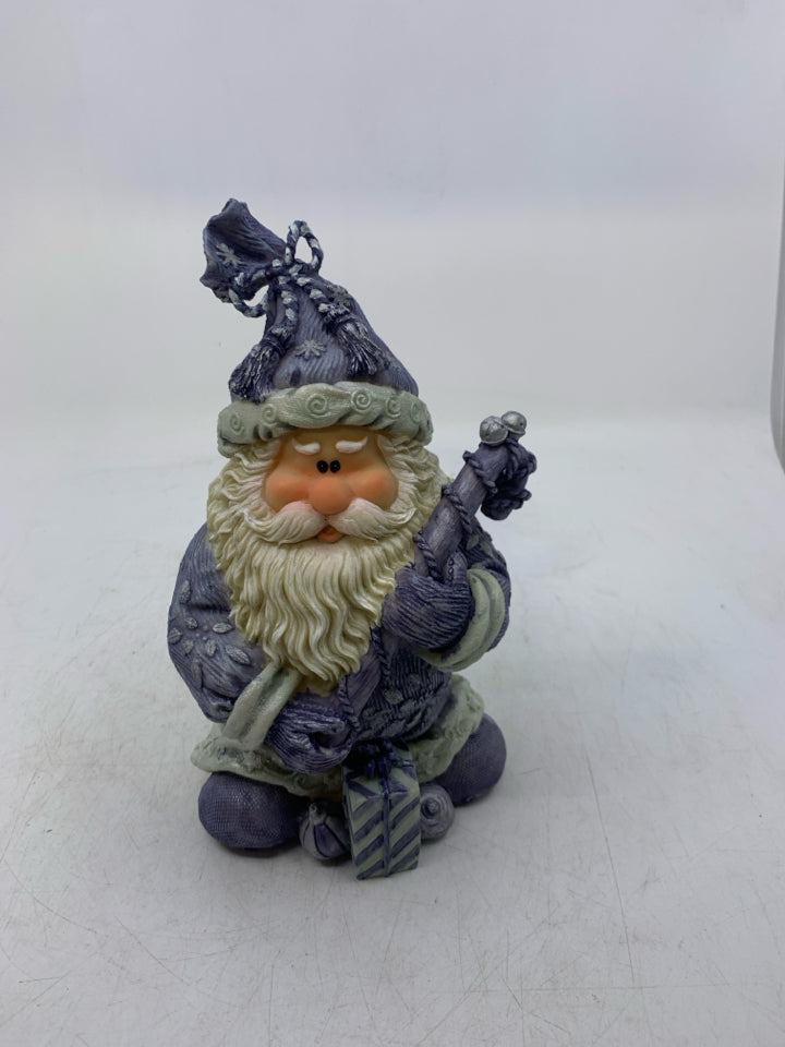 BLUE SANTA WITH CANDY CANE.