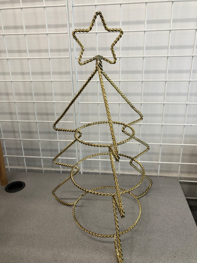 3 TIER GOLD CHRISTMAS TREE PLATE DISPLAY.