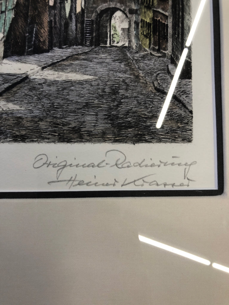 ROTHERBURG OB DER TAUBER BROWN WOOD FRAMED- SIGNED 21" X 18"