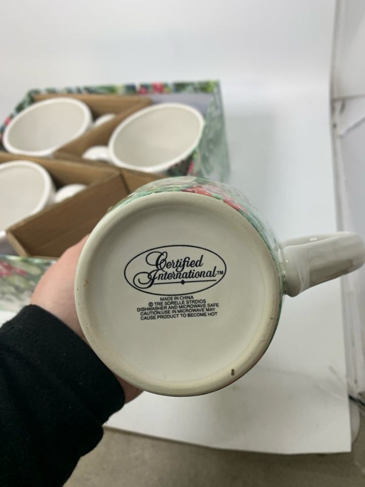 NIB WINTER WONDERLAND PATTERN MUGS.