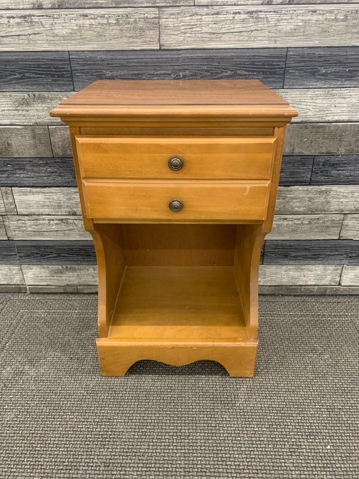 WOOD NIGHT STAND W/ DRAWER+CUBBY CAROLINA FURNITURE WORKS.