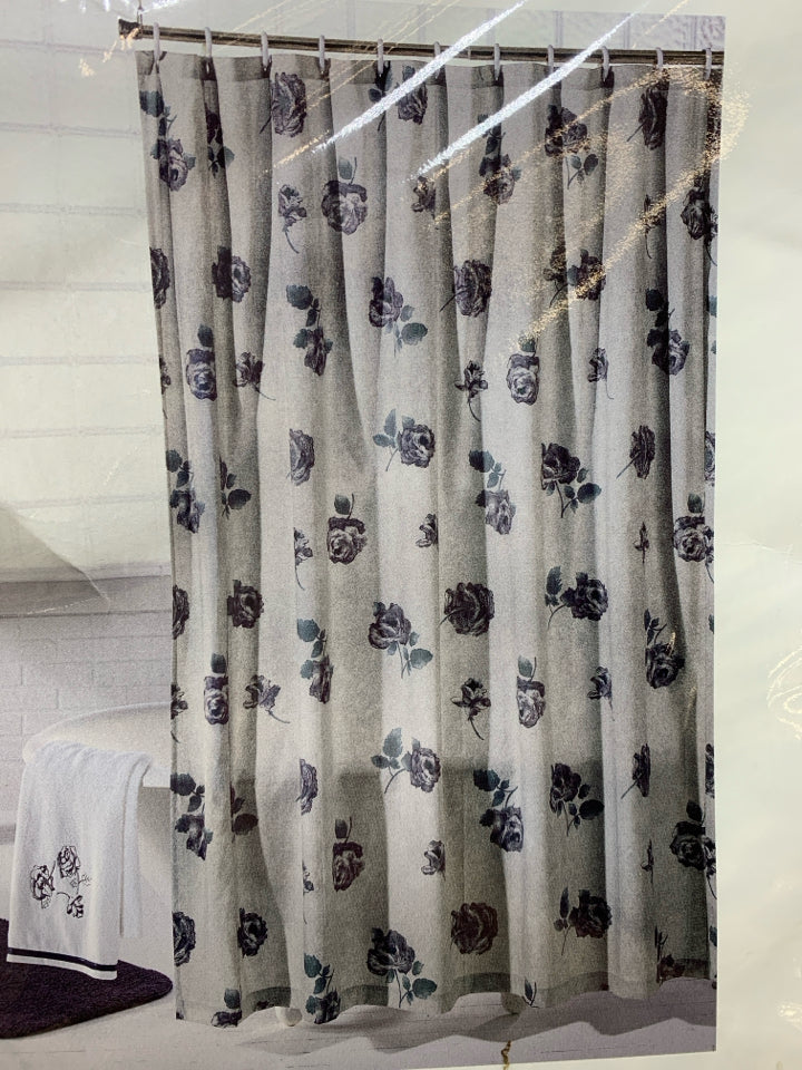 NIP GREY ROSE SHOWER CURTAIN.