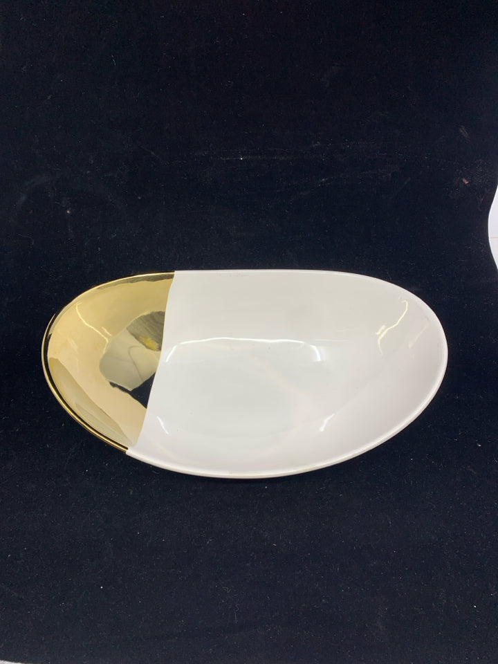 OVAL WHITE W GOLD ACCENT BOWL.