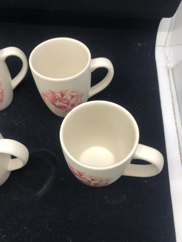 6 GIBSON ELITE PINK FLORAL MUGS.