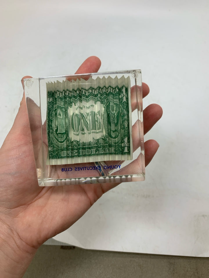 RESIN CRINKLE DOLLAR BILL.