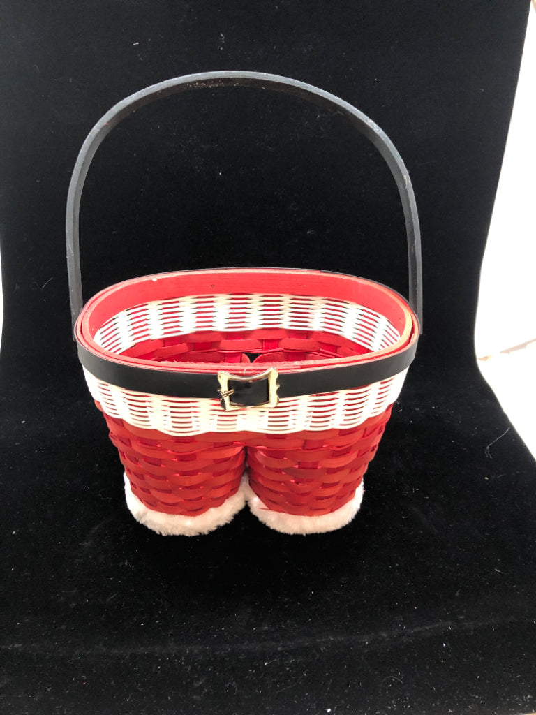 SANTA LEGS WICKER BASKET.