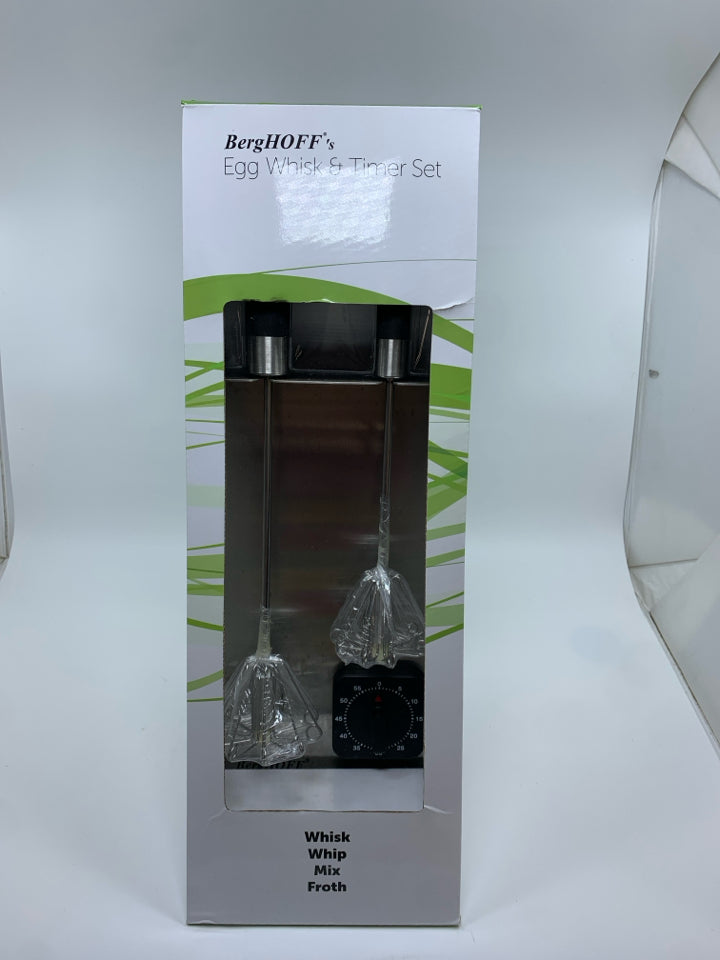NIB EGG WHISK & TIMER SET.