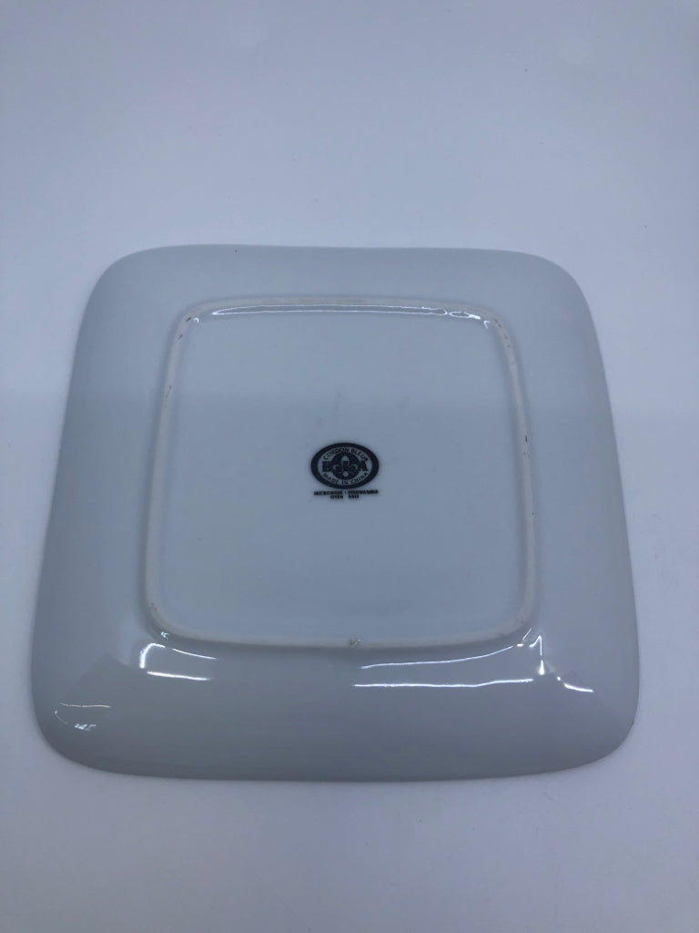 6 WHITE ROUND EDGE SQUARE DESSERT PLATES.