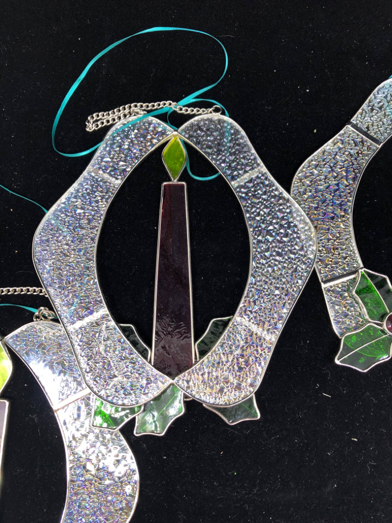 4 STAINED GLASS CANDLE SUNCATCHER.
