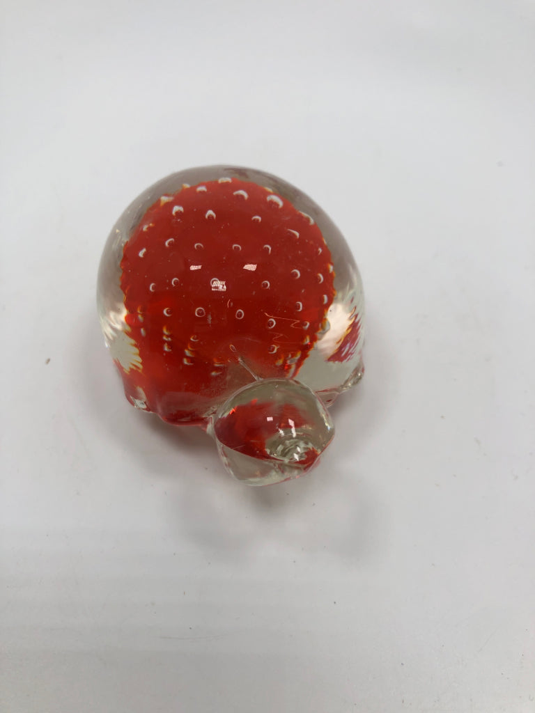 GLASS TURTLE W/ORANGE CENTER.
