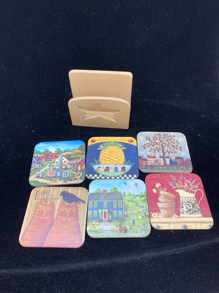 PRIMITIVE COASTER W/ CUTOUT STAR HOLDER.