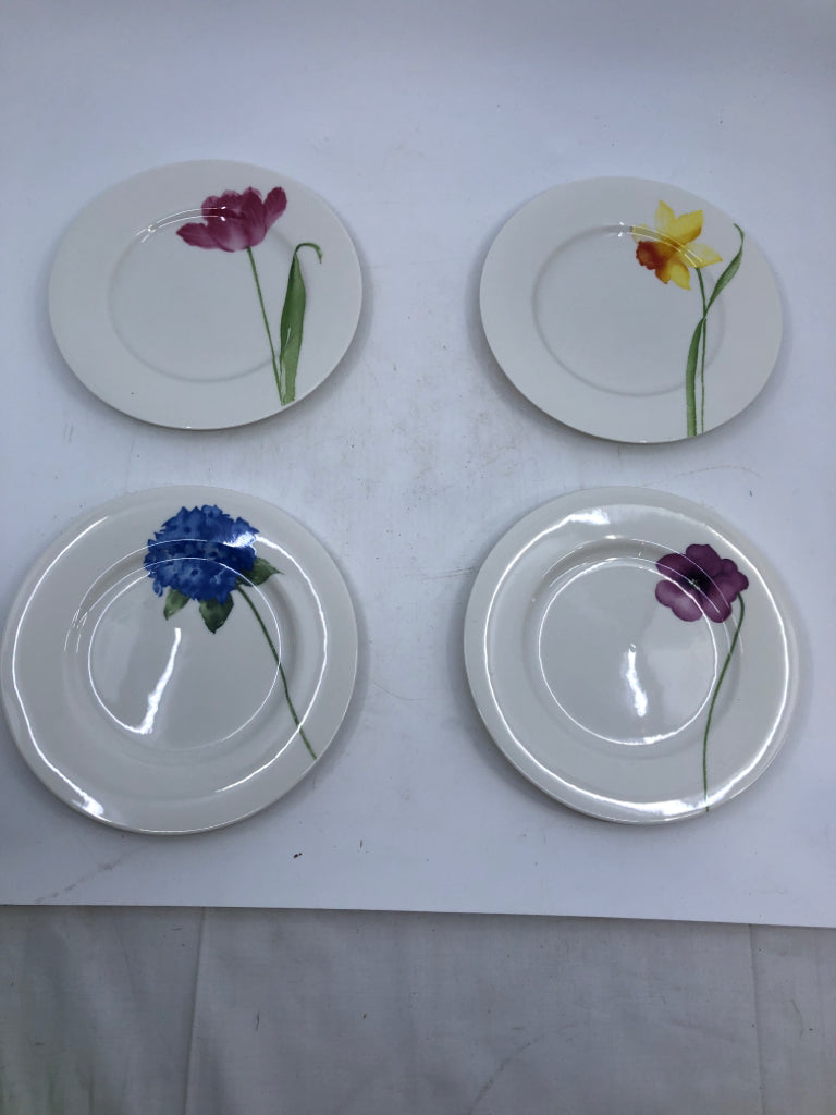 4 BLOSSOM FLORAL PLATES.