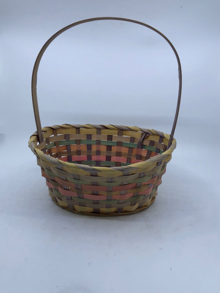 MULTI COLORED EASTER BASKET W/HANDLE.