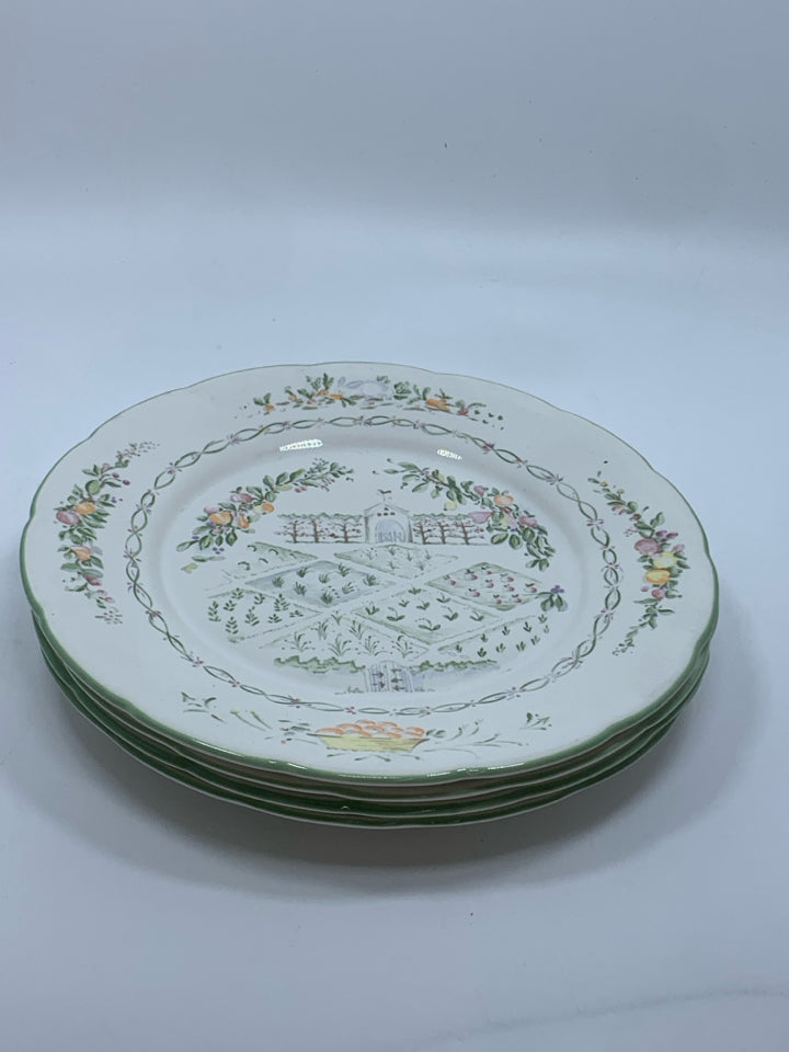 4 LENOX GARDEN GATE LUNCH PLATES.