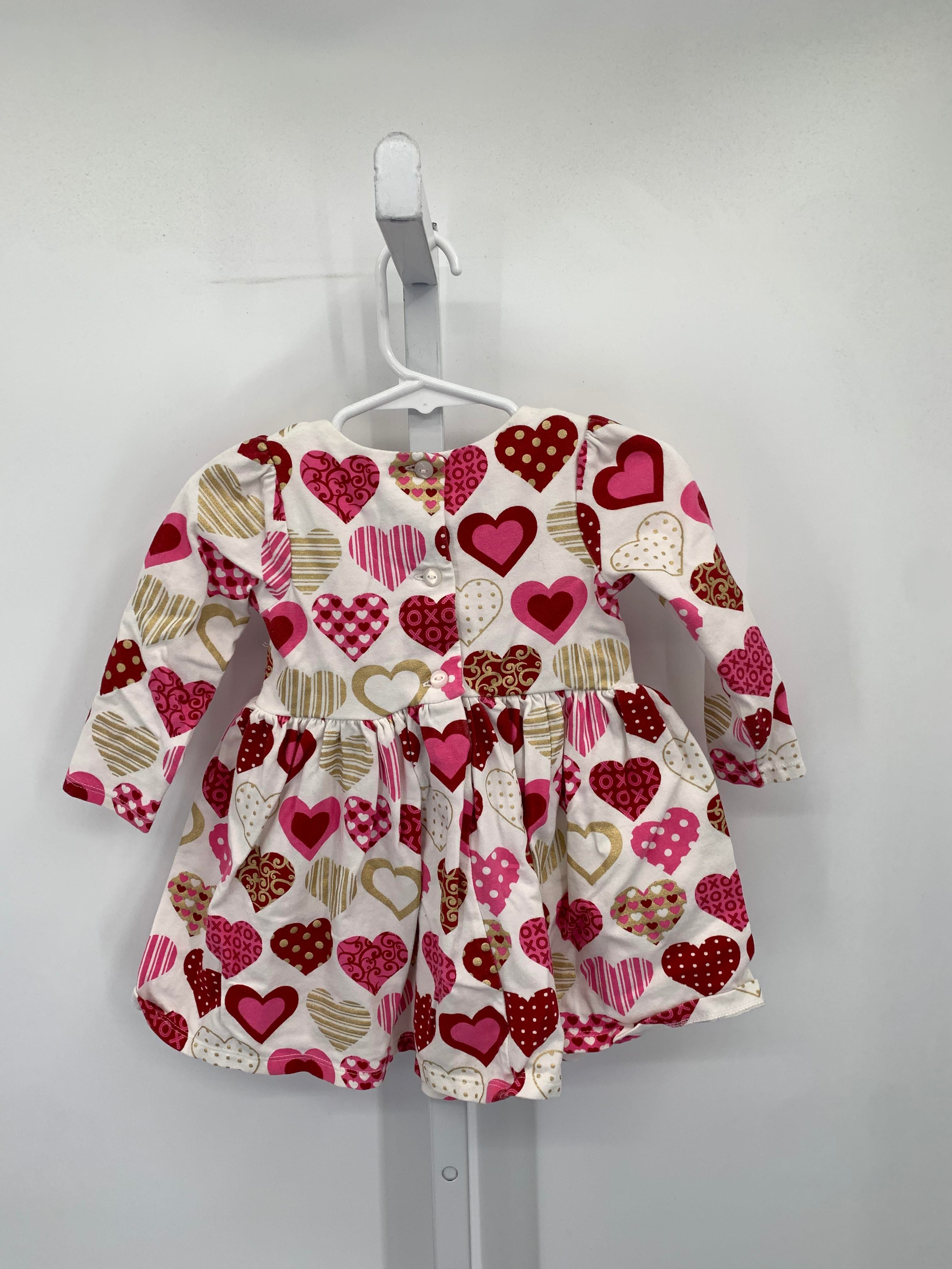 LONG SLV DRESS RED PINK HEARTS