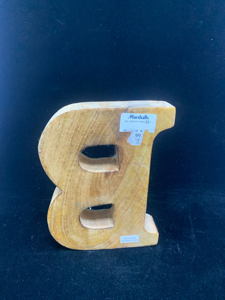WOOD BEADED "B" SHELF DECOR.