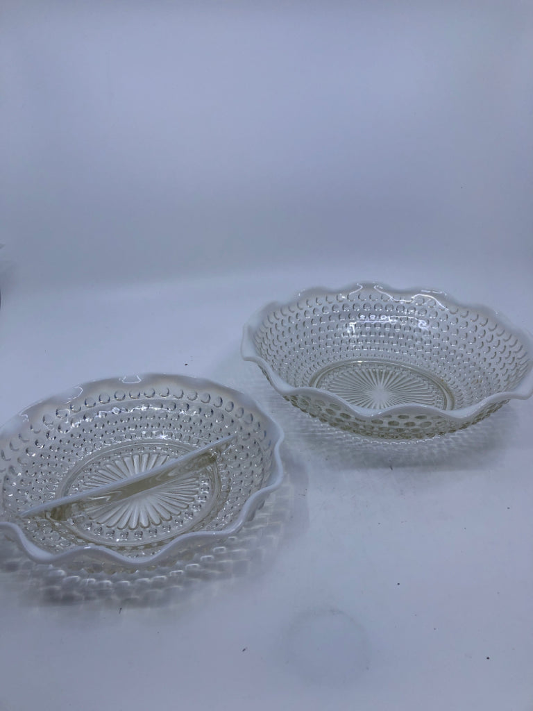 2 PC VTG HOBNAIL GLASS BOWL SET.