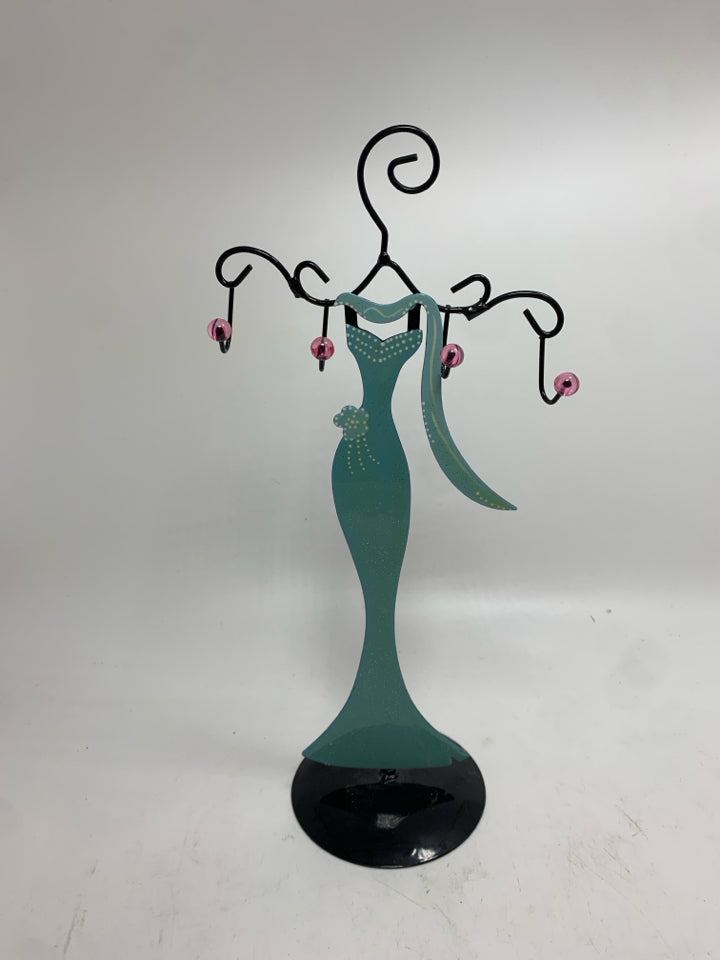 METAL BLUE DRESS JEWELRY HOLDER.