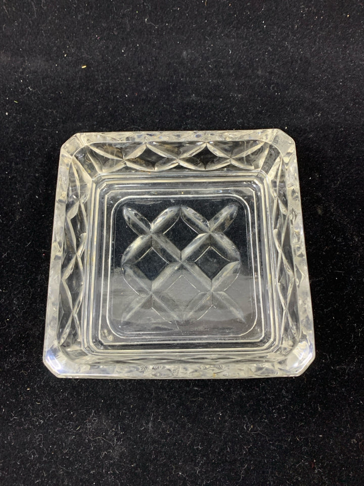 SQUARE CUT GLASS DISH.