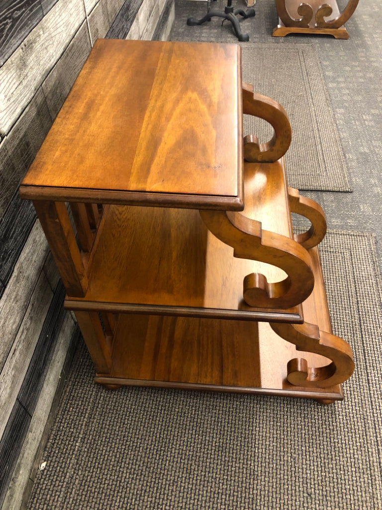 3 SHELF WOOD END TABLE.